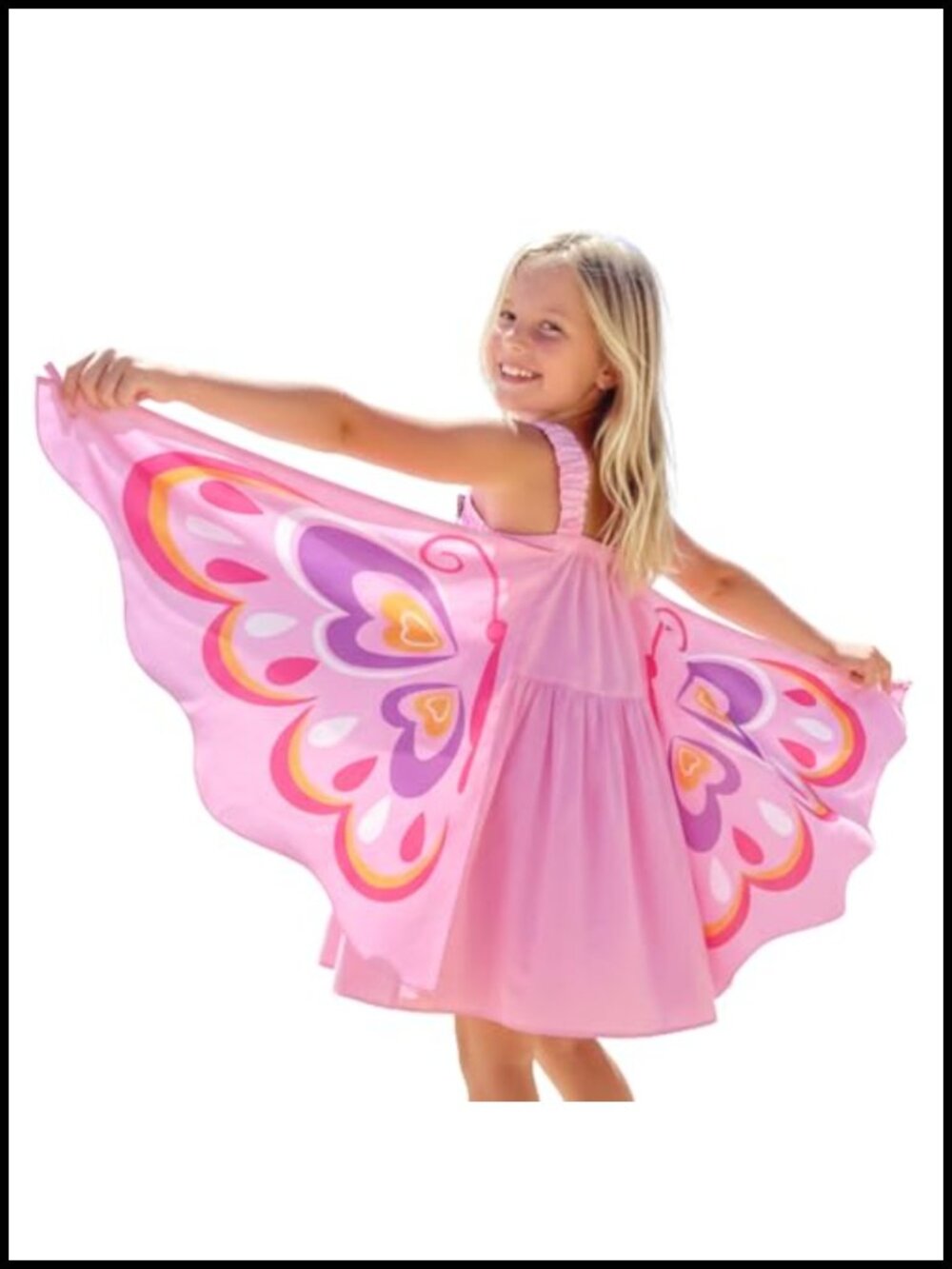 Girls Butterfly Wings Sundress 100% Cotton Fairy Dress with Pockets